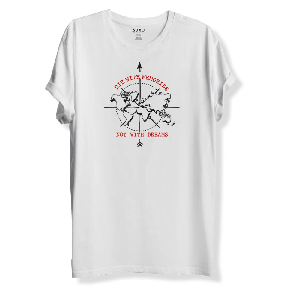 Adro - T-Shirt Stampata Da Uomo ""Die With Memories Not With Dreams"" (Xl, Bianca)