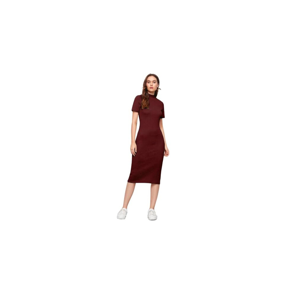 Robe une pi  ce moulante longue Leriya Fashion pour femme | Robe d'anniversaire pour femme (XL, bordeaux)