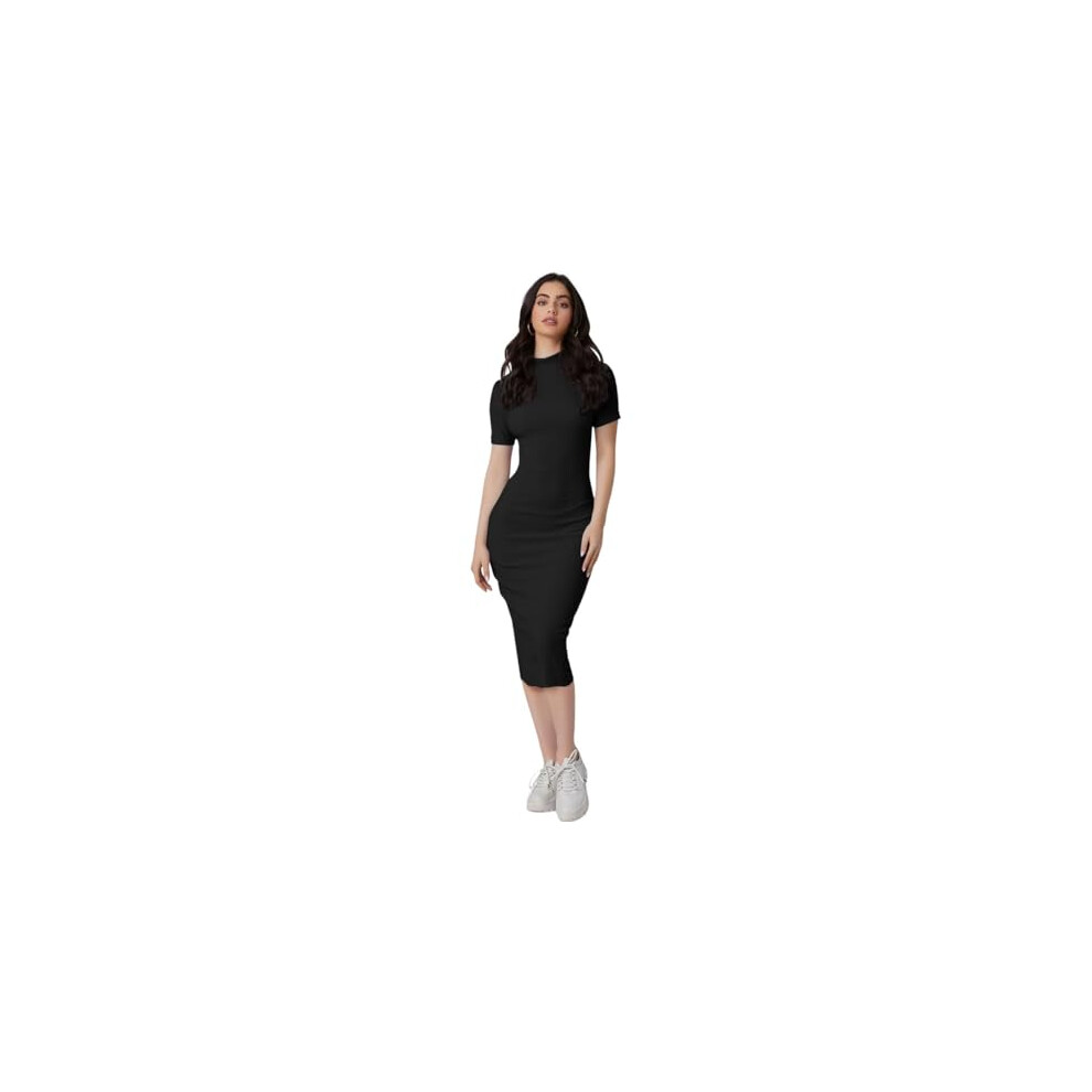 Robe une pi  ce moulante longue Leriya Fashion pour femme | Robe d'anniversaire pour femme (taille S, noire)