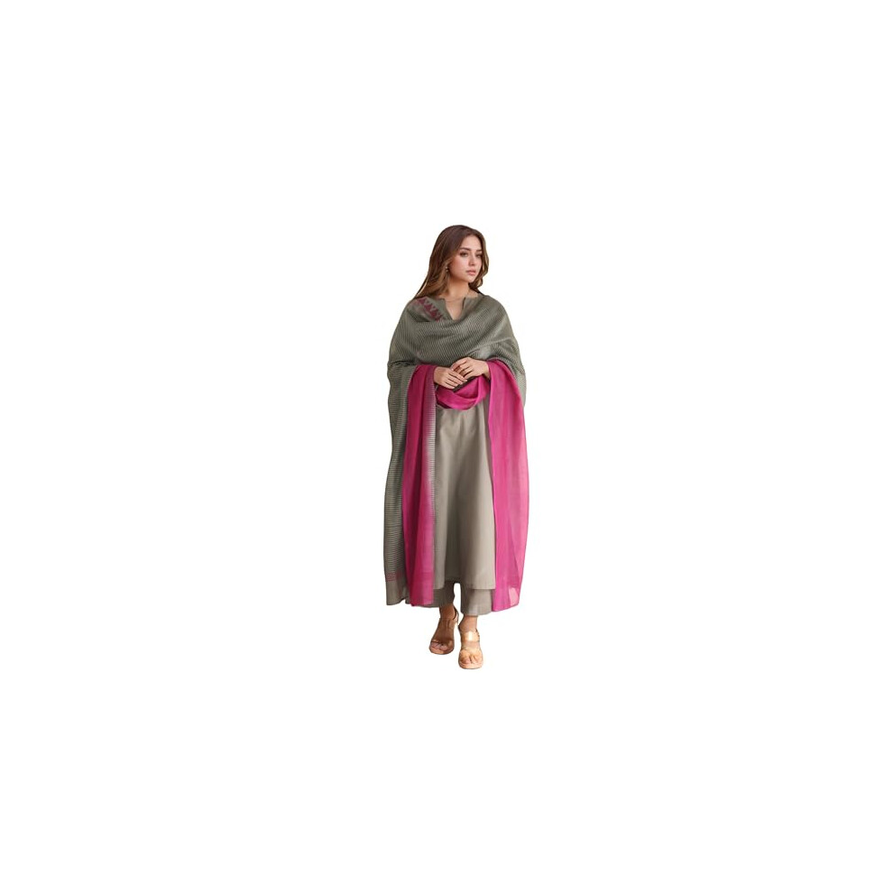 Gosriki Damen-Kurta Aus Viskose-Rayon, Gerade Geschnitten, Mit Hose Und Dupatta (Mogul Grey-Gs_Xl_Grey_X-Large)-image