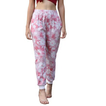 Leriya Fashion - Pantaloni a gamba larga da donna con stampa floreale e coulisse, pantaloni lunghi e larghi (LF-TR735-M) rosa