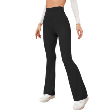 Leriya Fashion Western geribbelde rekbare damesbroek || Casual kleding, joggingkleding || Sweatpants || Lichtgewicht kleding. (Groot, zwart)