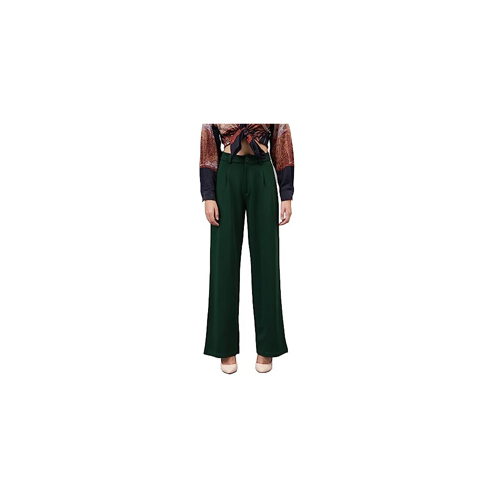 Pantalon coupe droite en m  lange de polyester pour femme KOTTY, vert pin