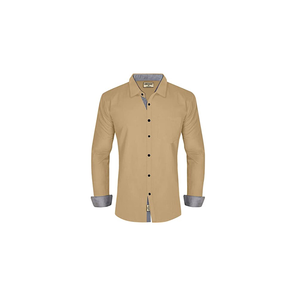 Chemise    manches longues LookMark en coton m  lang   pour homme (Taille 02-M) Beige