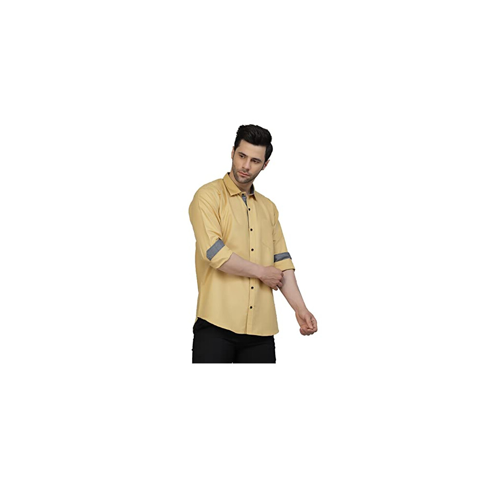 Chemise    manches longues LookMark en coton m  lang   pour homme (nouvelle chemise 02-XL) beige