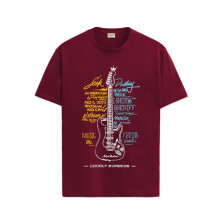 Tricko s potlacou gitary ADRO pre mu  ov - 100 % bavlna, be  n   strih, m  kk   priedu  n   tkanina | RN23-M-GTR-MR-L ga  tanovo-cerven