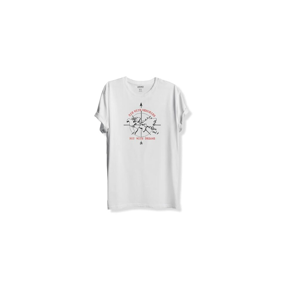 Adro - Maglietta Stampata Da Uomo ""Muori Con I Ricordi, Non Con I Sogni"" (M, Bianca)