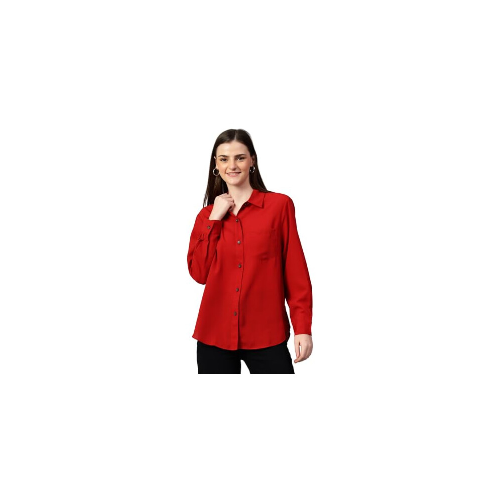 Chemise oversize en coton m  lang   pour femme KOTTY (rouge, M)