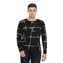 ADRO Heren T-shirts met lange mouwen van katoen met print (FS-4-AOP04-BL_Black_2XL)