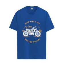 ADRO Heren Royal Bike Design Bedrukt T-shirt van 100% katoen - Normale pasvorm, Bedrukte T-shirts voor heren (RN24-RYL-RB_Royal Blue_2XL)