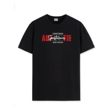 ADRO Heren T-shirt met grafische print van 100% katoen - Regular Fit, bedrukte T-shirts voor heren (RN24-SPT-BL_Black_M)