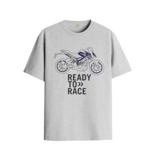ADRO Heren Biker Design Bedrukt T-shirt van 100% Katoen - Normale pasvorm, Bedrukte T-shirts voor Heren (RN24-KTM-GR_Grey_M)