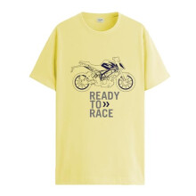 ADRO Heren Biker Design Bedrukt T-shirt van 100% Katoen - Normale pasvorm, Bedrukte T-shirts voor Heren (RN24-KTM-LY_Lichtgeel_L)