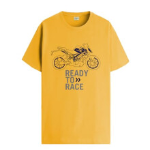 ADRO Heren Biker Design Bedrukt T-shirt van 100% Katoen - Normale pasvorm, Bedrukte T-shirts voor Heren (RN24-KTM-MU_Mustard_2XL)