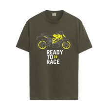 T-shirt da uomo ADRO con stampa biker, 100% cotone - vestibilit   regolare, t-shirt stampate per uomo (RN24-KTM-OL_Olive_XL)