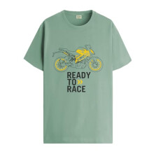 T-shirt da uomo ADRO con stampa Biker Design, 100% cotone - Vestibilit   regolare, T-shirt stampate per uomo (RN24-KTM-PT_Pista_S)