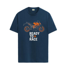 ADRO Heren Biker Design Bedrukt T-shirt van 100% Katoen - Normale pasvorm, Bedrukte T-shirts voor Heren (RN24-KTM-SB_Teal_S)