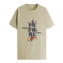 ADRO Heren T-shirt met grafische print van 100% katoen - Regular Fit, bedrukte T-shirts voor heren (RN24-FTR-BE_Beige_XL)
