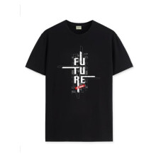 ADRO Heren T-shirt met grafische print van 100% katoen - Regular Fit, bedrukte T-shirts voor heren (RN24-FTR-BL_Black_2XL)