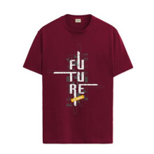P  nske tricko ADRO s grafickou potlacou zo 100 % bavlny    be  n   strih, trick   s potlacou pre mu  ov (RN24-FTR-MR_Maroon_2XL)