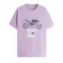 T-shirt da uomo ADRO con stampa Biker Design, 100% cotone - Vestibilit   regolare, T-shirt stampate per uomo (RN24-KTM-PU_Purple_M)