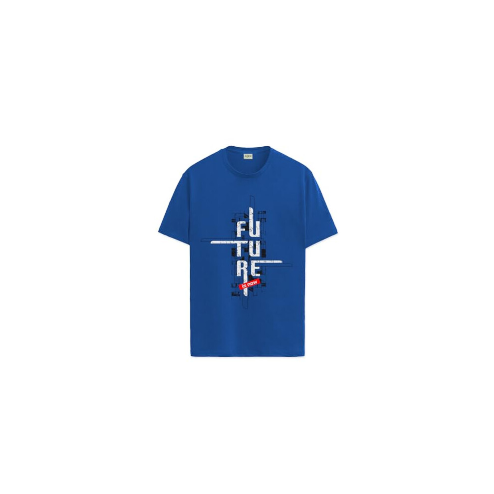 T-Shirt Imprim Graphique Adro Pour Homme, 100 % Coton, Coupe Classique (Rn24-Ftr-Rb_Bleu Roi_L)-image