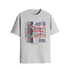 ADRO Heren T-shirt met grafische print van 100% katoen - Regular Fit, bedrukte T-shirts voor heren (RN24-BCL-GR_Grey_M)