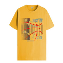 ADRO Heren T-shirt met grafische print van 100% katoen - Regular Fit, bedrukte T-shirts voor heren (RN24-BCL-MU_Mustard_L)