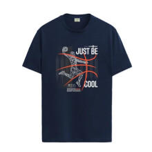 ADRO Heren T-shirt met grafische print van 100% katoen - Regular Fit, bedrukte T-shirts voor heren (RN24-BCL-NB_Navy_M)