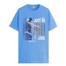 ADRO Heren T-shirt met grafische print van 100% katoen - Regular Fit, bedrukte T-shirts voor heren (RN24-BCL-SK_Sky Blue_M)