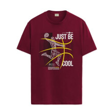 ADRO Heren T-shirt met grafische print van 100% katoen - Regular Fit, bedrukte T-shirts voor heren (RN24-BCL-MR_Maroon_XL)