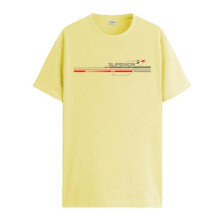 ADRO Heren T-shirt met grafische print van 100% katoen - Regular Fit, bedrukte T-shirts voor heren (RN24-RAC-LY_Lichtgeel_L)