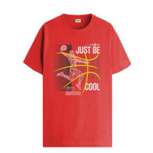 ADRO Heren T-shirt met grafische print van 100% katoen - Regular Fit, bedrukte T-shirts voor heren (RN24-BCL-RD_Red_M)