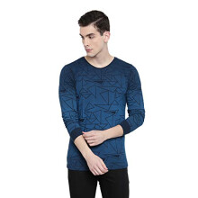 ADRO Heren T-shirts met lange mouwen van katoen met print (FR5-5-PRI-NB_Navy_L)