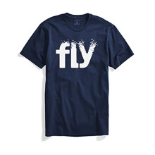 ADRO Heren T-shirt met print van katoen | Normale pasvorm | Ronde hals | RNR-M-Fly-NB-XL Marineblauw