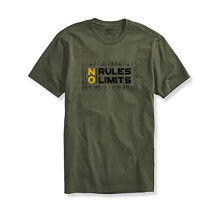 ADRO No Rules No Limits Herren bedrucktes T-Shirt (RNR-M-LIM-OL_Olive_2XL)