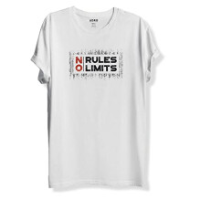 T-shirt stampata da uomo ADRO No Rules No Limits (RNR-M-LIM-WH_White_S)