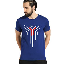 T-shirt stampate in cotone da uomo con design grafico ADRO (R22-M-LNL-RB_Blu reale_XL)