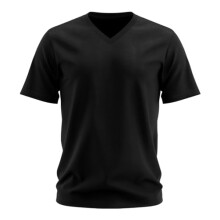 Camiseta ADRO de cuello en V para hombre | 100 % algod  n peinado | Camiseta de media manga con cuello en V | VN24-M-PLN-BL-S Negro