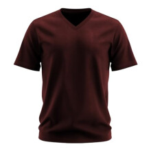 T-shirt col V ADRO pour homme | 100 % coton peign | T-shirt col V manches courtes | VN24-M-PLN-MR-S Bordeaux