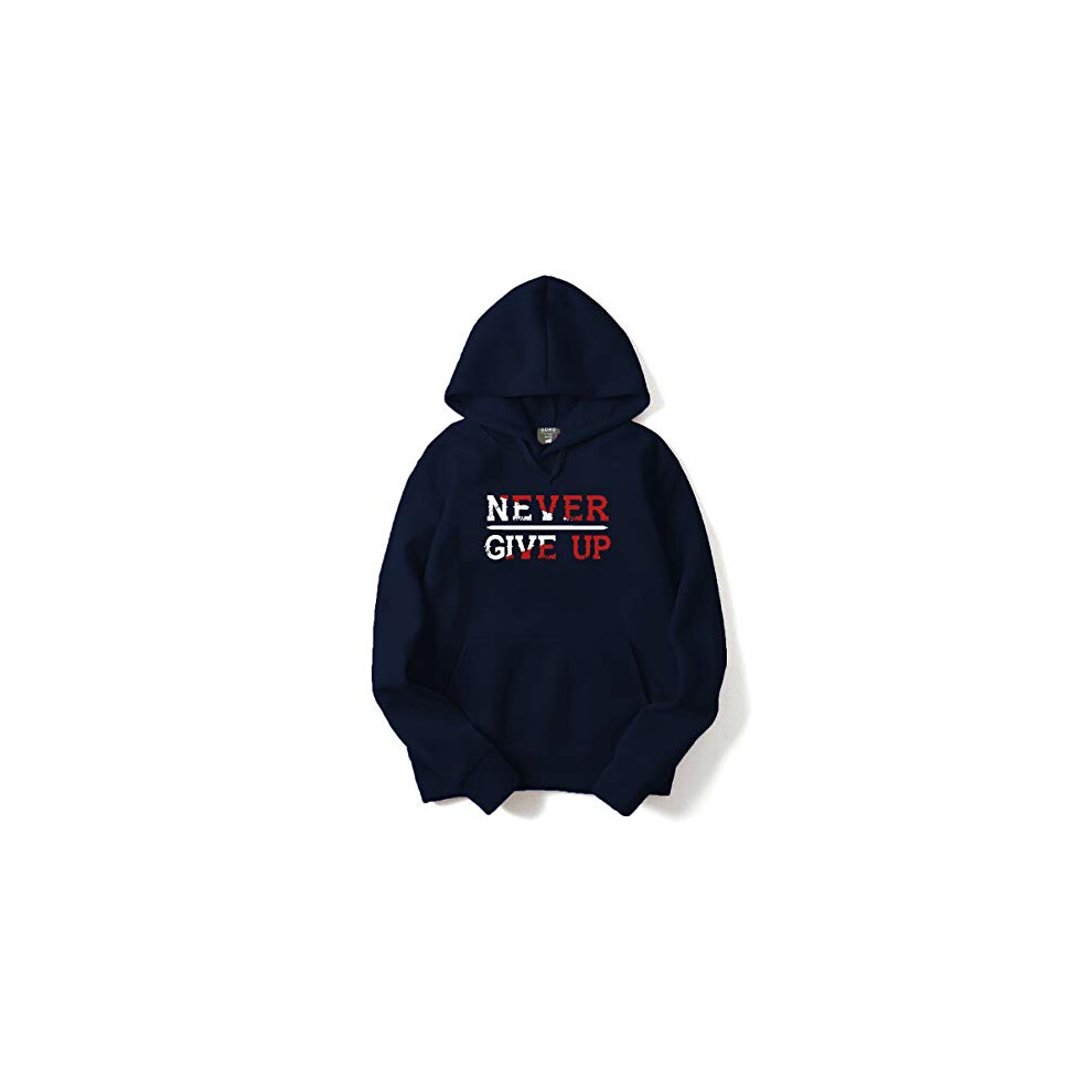 Adro Never Give Up Design Bedrukte Hoodies/Sweatshirts Voor Heren & Dames (H20-M-Ngu-Nb_Navy_S)-image