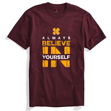 ADRO Believe in Yourself bedruckte T-Shirts fr Mnner und Frauen (RNR-S35-BEL-BG_Maroon_L)