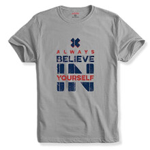 T-shirt stampate ADRO Believe in Yourself per uomo e donna (RNR-S35-BEL-GR_Grigio_2XL)