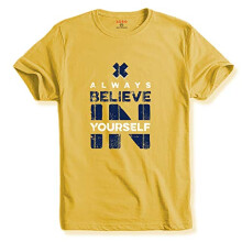 ADRO Believe in Yourself bedruckte T-Shirts fr Mnner und Frauen (RNR-S35-BEL-LY_Light Yellow_M)