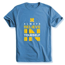 ADRO Believe in Yourself bedrukte T-shirts voor mannen en vrouwen (RNR-S35-BEL-SK_SkyBlue_M)