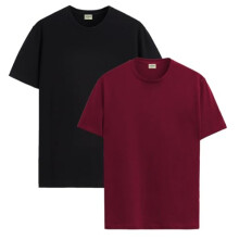 ADRO T Shirts Pack of 2 Mens Tshirts Cotton T Shirts for Men Tshirt T-Shirts Combo T Shirts Tshirts for Men Plain Solid Tshirts Black Maroon Tshirt fo