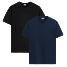Lot de 2 t-shirts ADRO pour hommes, t-shirts en coton pour hommes, t-shirts combin s, t-shirts unis pour hommes, t-shirts noirs et bleu marine pour