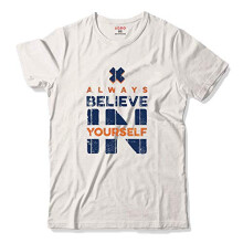 ADRO Believe in Yourself bedrukte T-shirts voor mannen en vrouwen (RNR-S35-BEL-WH_White_XL)