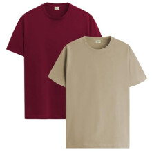 Lot de 2 t-shirts ADRO pour hommes, t-shirts en coton pour hommes, t-shirts combin s, t-shirts pour hommes, t-shirts unis, marron et beige