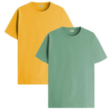 Lot de 2 t-shirts ADRO pour hommes, t-shirts en coton pour hommes, t-shirts combin s, t-shirts pour hommes, t-shirts unis, moutarde, pista